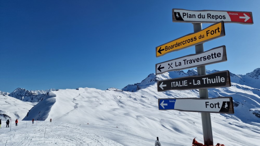 Skiën naar het Fort de la Redoute Ruinée.